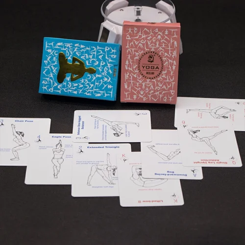 yoga pose playing cards flat lay