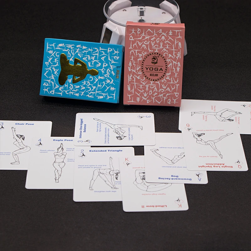 yoga pose playing cards flat lay